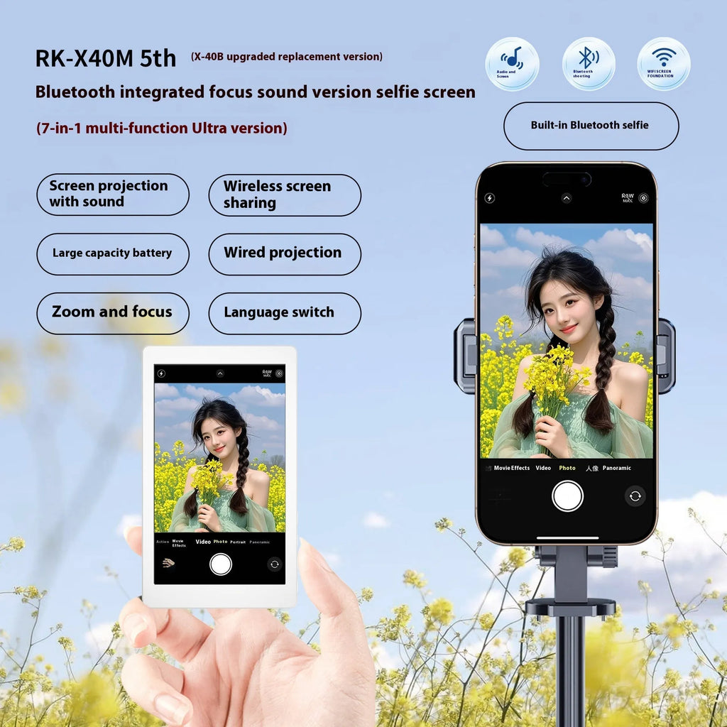 X40M magnetic mobile phone selfie display with audio zoom in black, grey or white colours