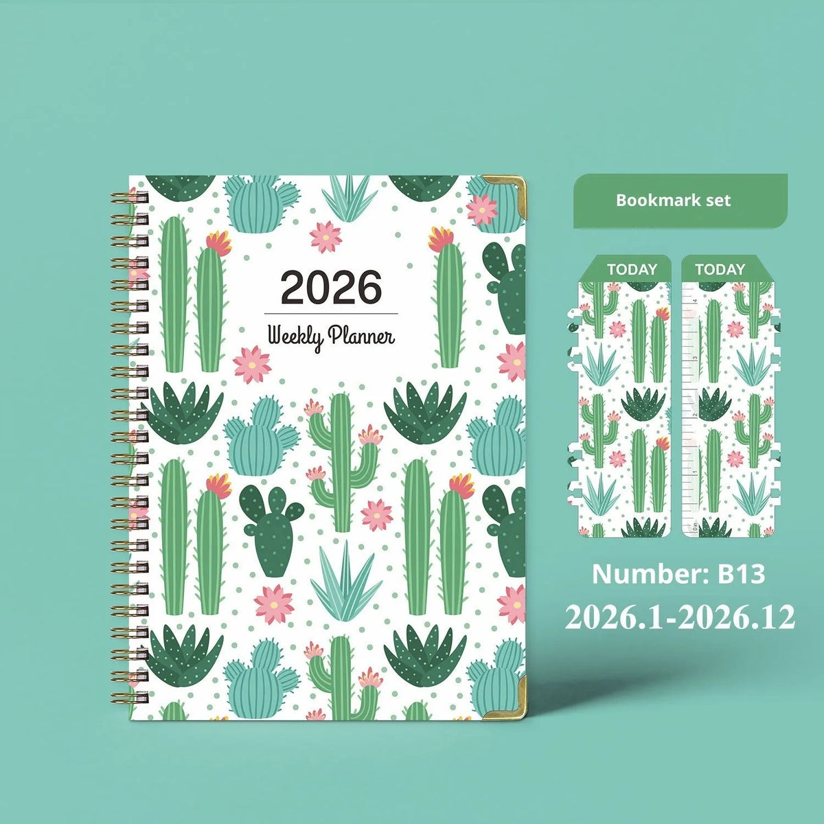 2026 English A5 coil diary notebook with paper cover in colour options B08 to B15