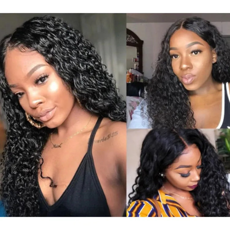 Black high temperature silk African wave wig for ladies, 12 to 28 inches available, machine made synthetic