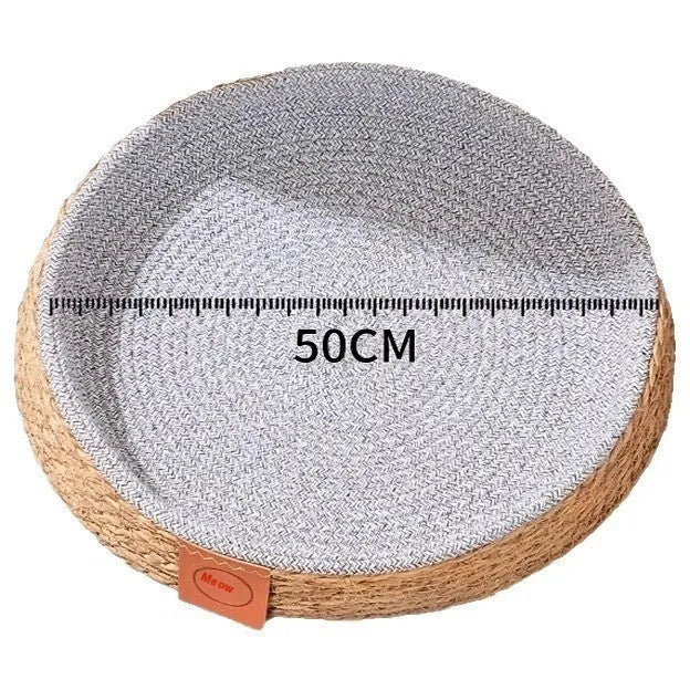 Natural woven rattan cat bed nest for small pets, shown in a size suitable for a cat.