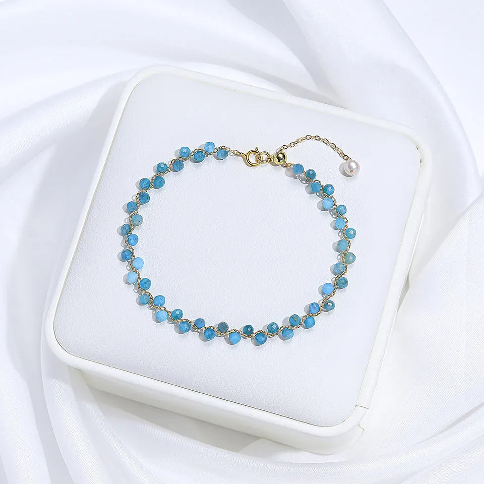 Hand-woven natural stone bracelet with tourmaline, amethyst, lapis lazuli and other crystal beads, adjustable fit