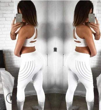 Women's black workout leggings with night glowing print pattern in pencil pants style
