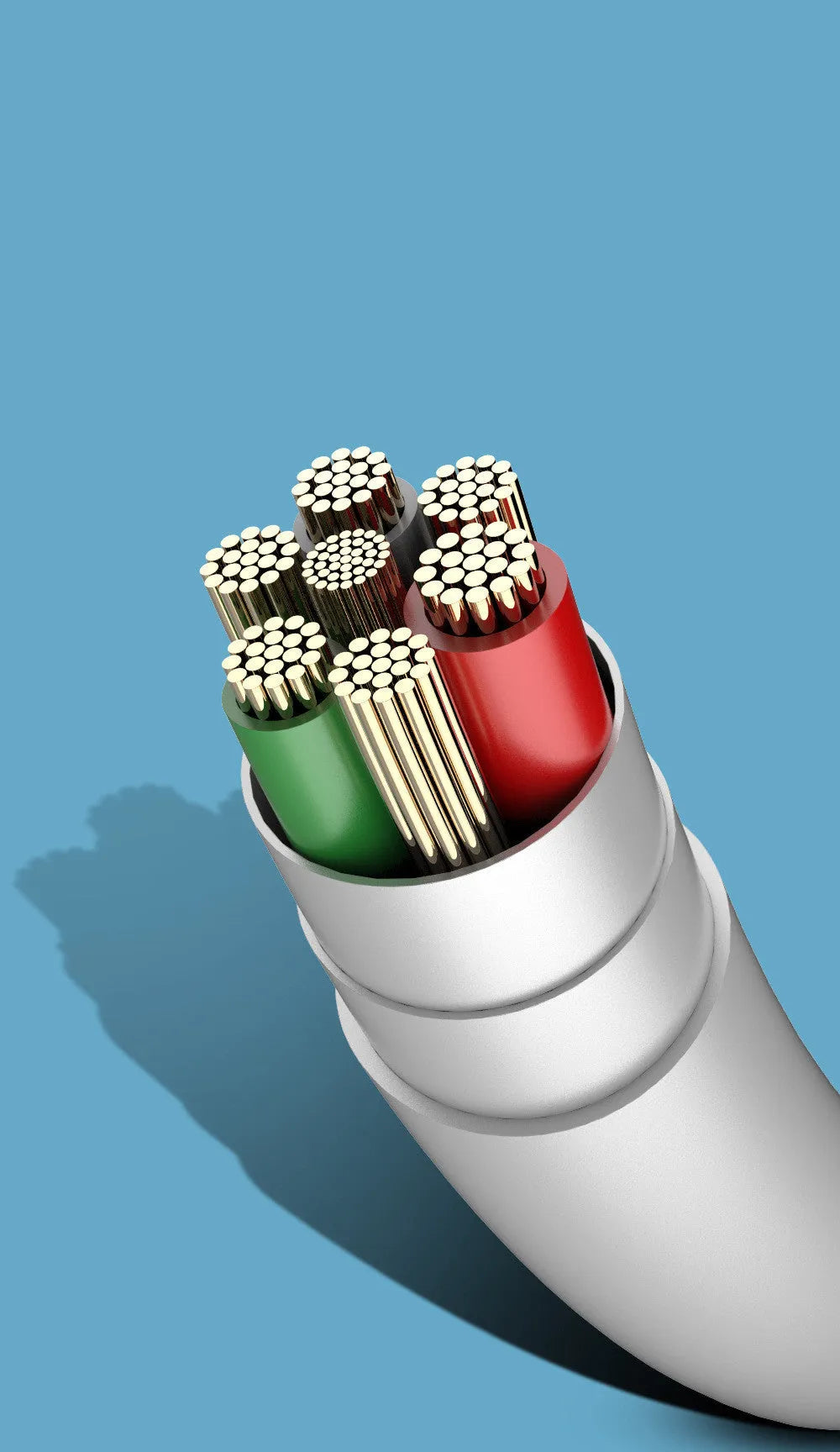 PDPVC 3-in-1 fast charging cable with USB, Mini USB, and Micro USB connectors on a 1.2m black cable.
