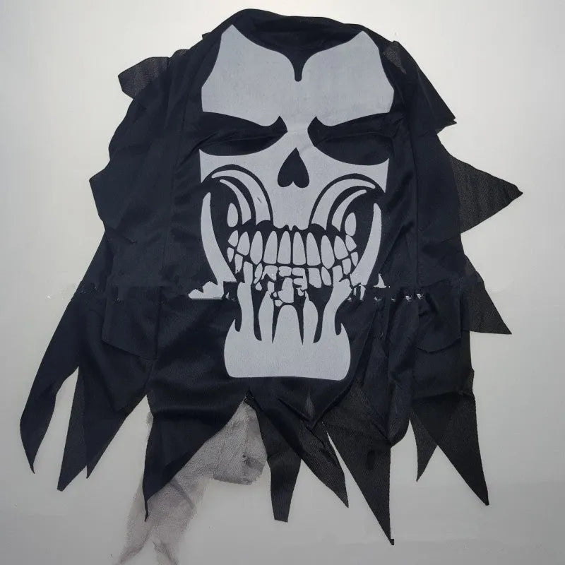 Halloween adult horror costume one size cloth robe set with ghost headgear, belt and gloves