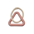 Large triangular cotton rope pull ring dog toy in beige, pink or purple colours