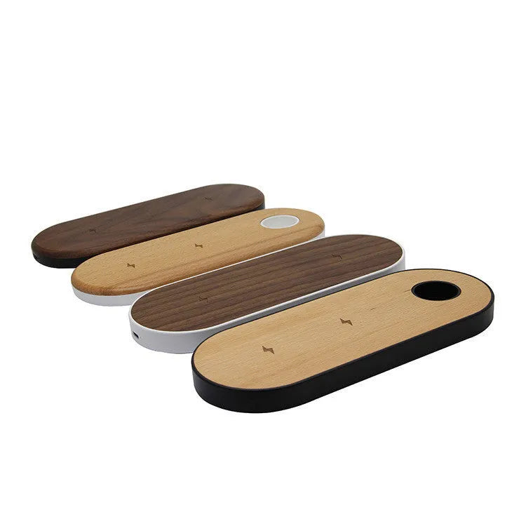 Wooden wireless charging pad made from natural bamboo with beech or walnut wood finish