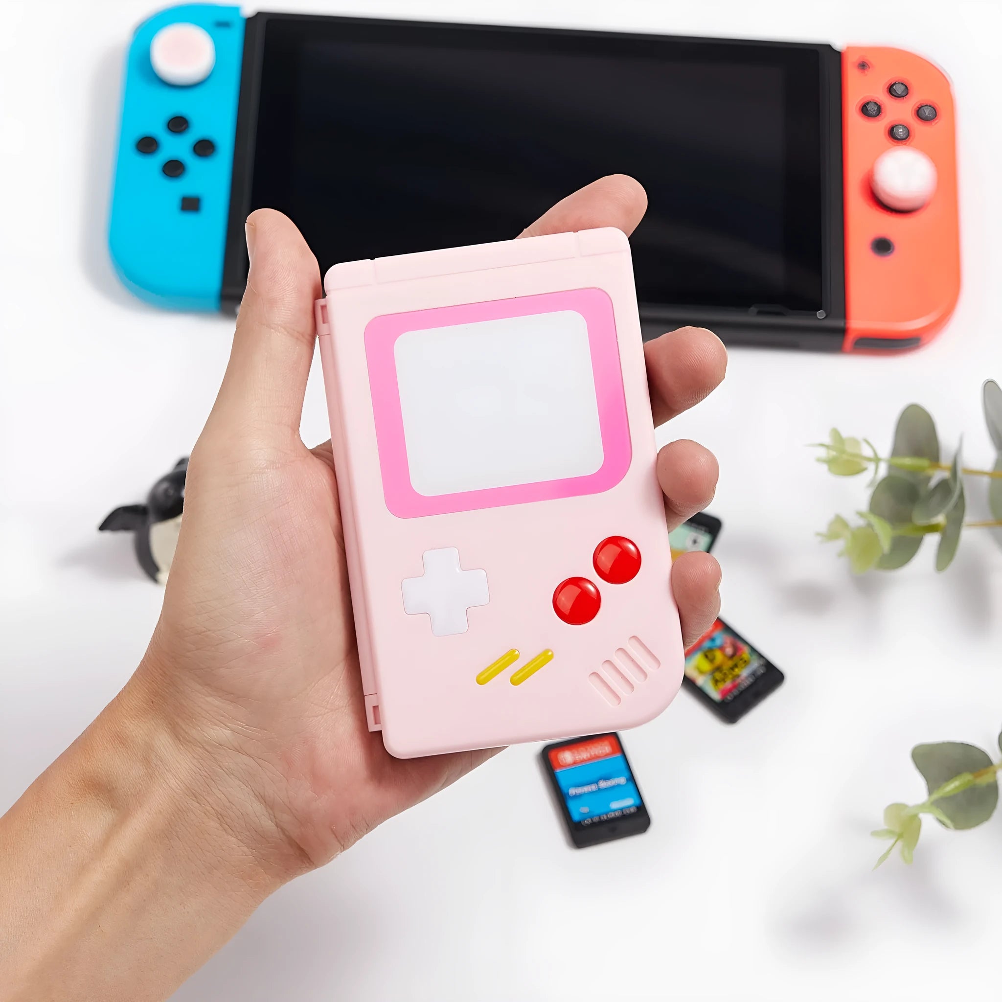 Blue Nintendo Switch game card storage box showing compact portable design