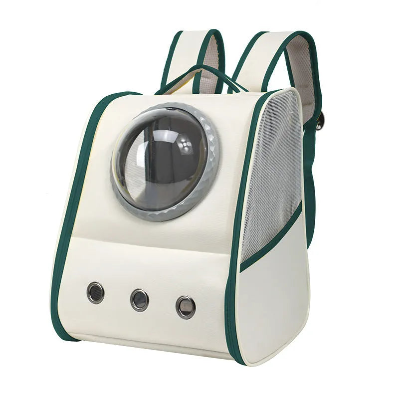 Space capsule large capacity breathable pet backpack in grey, nylon, 33x29x42cm, for cats up to 6.50kg, with side snack bags