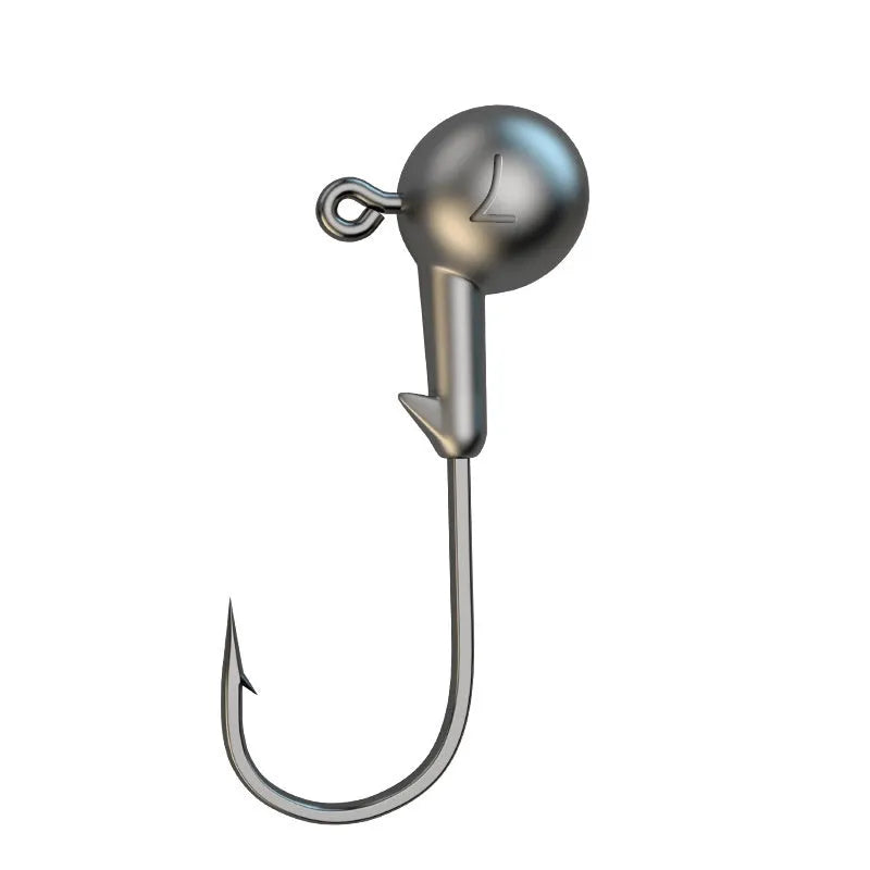A set of 50 lead-headed jig hooks with steel construction and a four-times strengthening process.