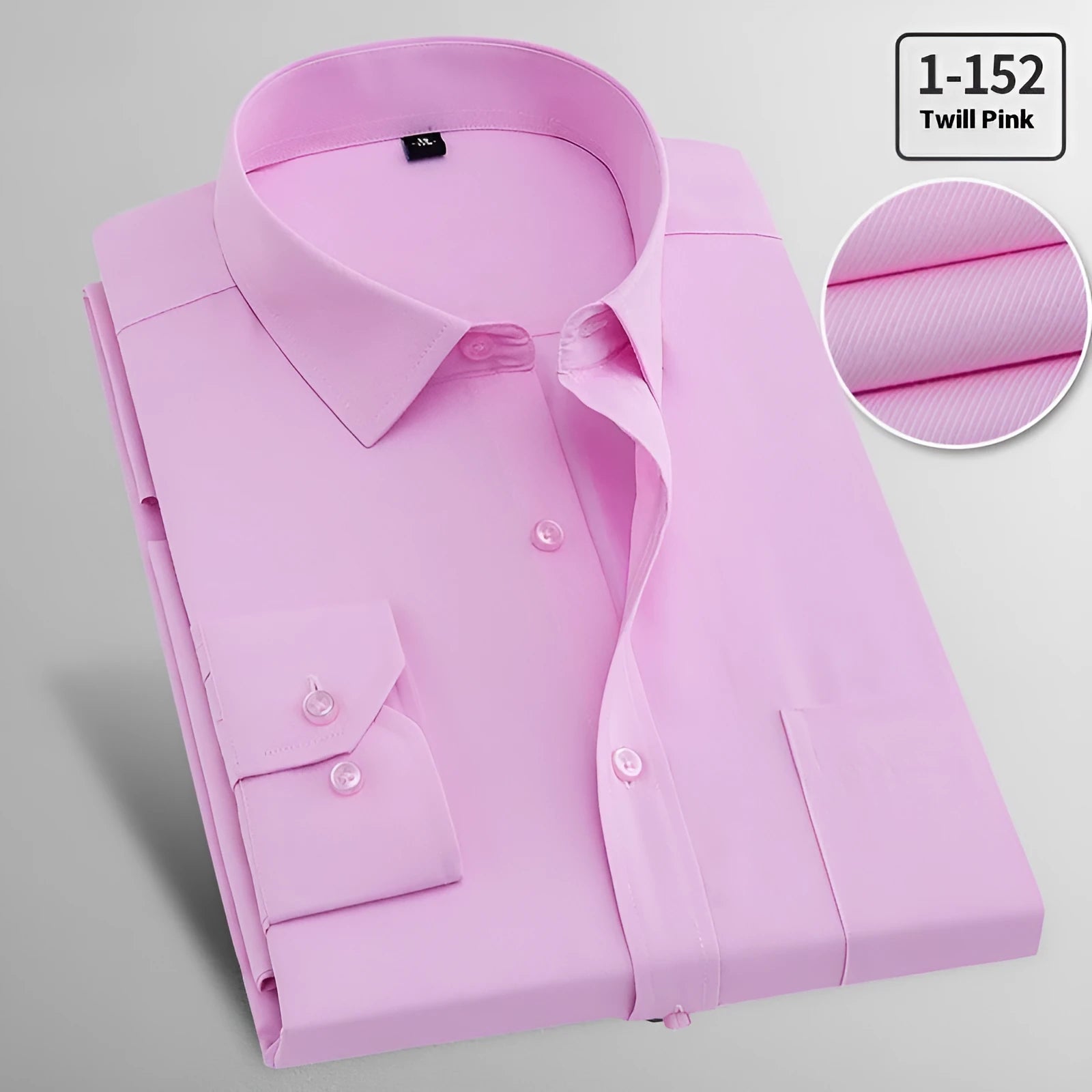 Men's long sleeved flax linen business shirt in pink diagonal pattern or solid red