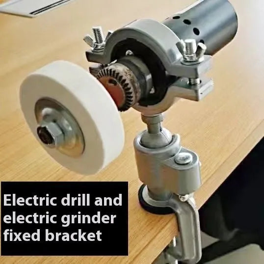 360-degree rotating clamp-on bench vise with tungsten steel construction showing single and double hole specifications