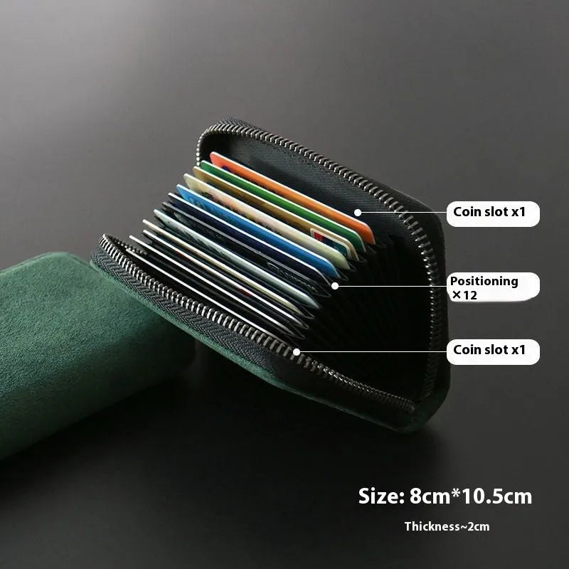 Men's suede card holder anti-degaussing in advanced gray with 11 card slots and expansion design