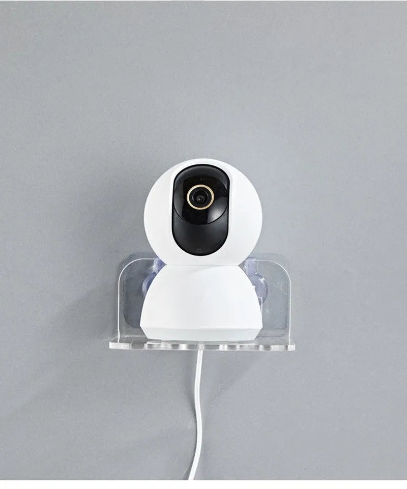 Acrylic no-drill camera monitoring bracket right angle wall mount with glue and nail in black finish