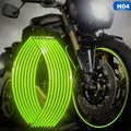 Green reflective PVC motorcycle wheel rim sticker on a 12-inch rim broken-section design