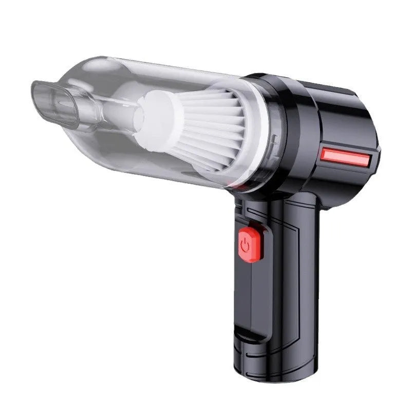 Car wireless charging handheld vacuum cleaner with straw and brush in black basic style