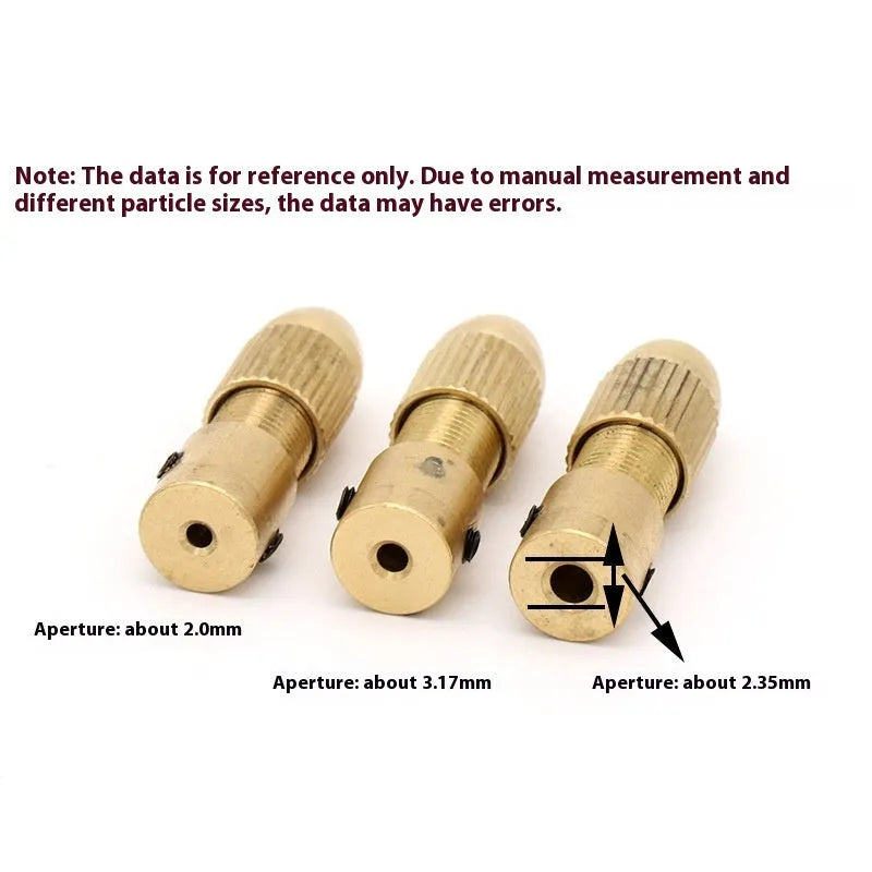 Miniature self-tightening electric drill chuck with hard alloy collets in multiple sizes
