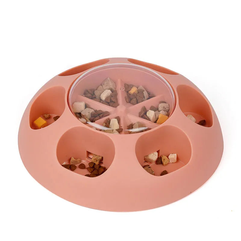 Green pet automatic press leakage device dog food training toy with round shape and textured surface on white background