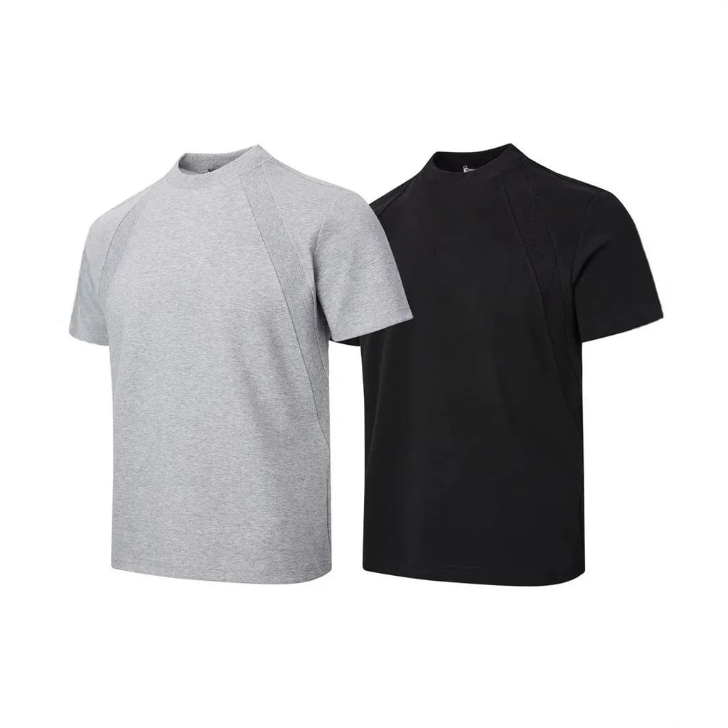 Women's loose fit short sleeve top with air layer stitching detail in grey.