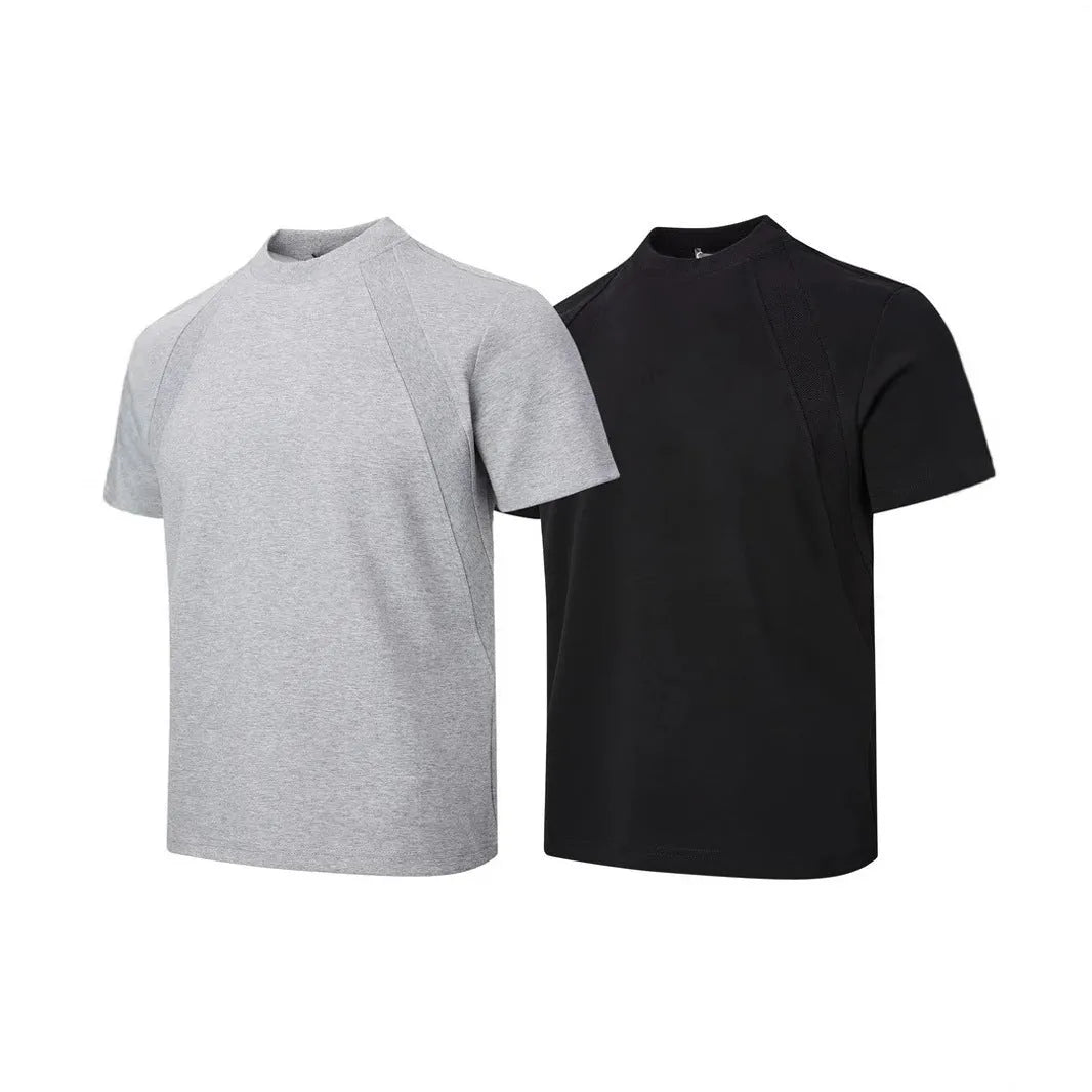 Women's loose fit short sleeve top with air layer stitching detail in grey.
