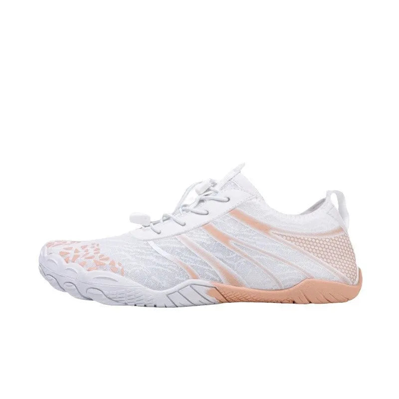 A pair of casual Lycra stretch fabric beach running shoes for upstream sports, shown in one of five available colours.