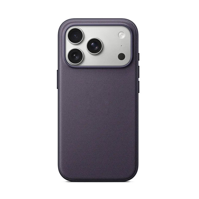 Black woven cloth pattern phone case with magnetic suction animation for iPhone 17 series