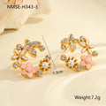 Colourful flower stud earrings with petal design on stainless steel