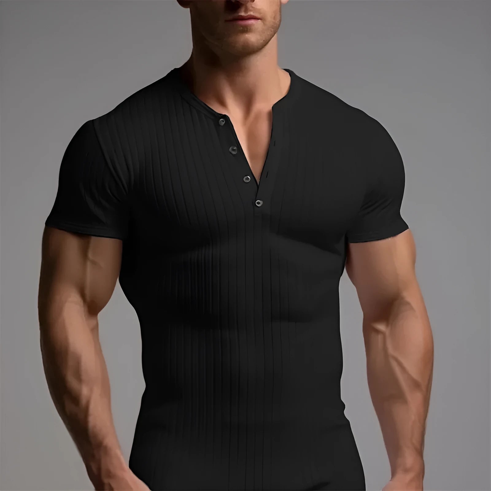 Slim-fit muscle sports t-shirt for men in solid colours including army green, black, khaki, navy blue, and white