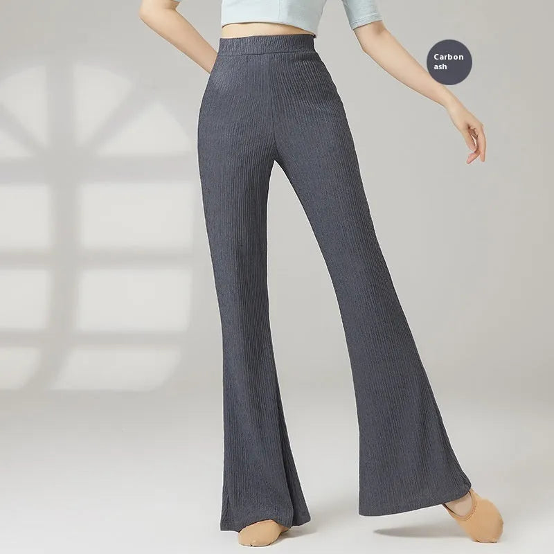 Women's classical dance practice trousers in polyester fabric showing solid colour design for body training
