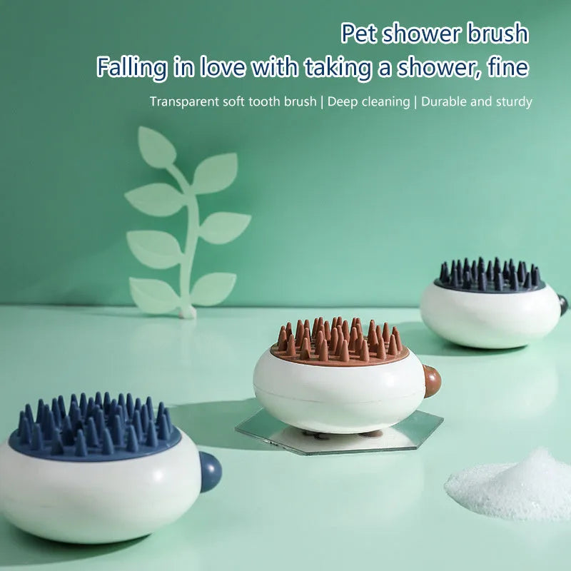 Panda shaped silicone pet bath brush with soft bristles for cats and dogs