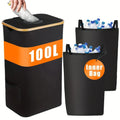 Black bamboo pattern fabric storage basket with removable lid, ventilation holes, and dual inner pockets