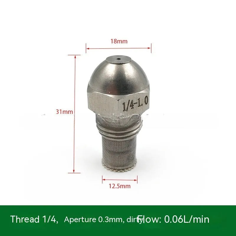 304 stainless steel fine atomization nozzle with external thread connection and multiple aperture size options