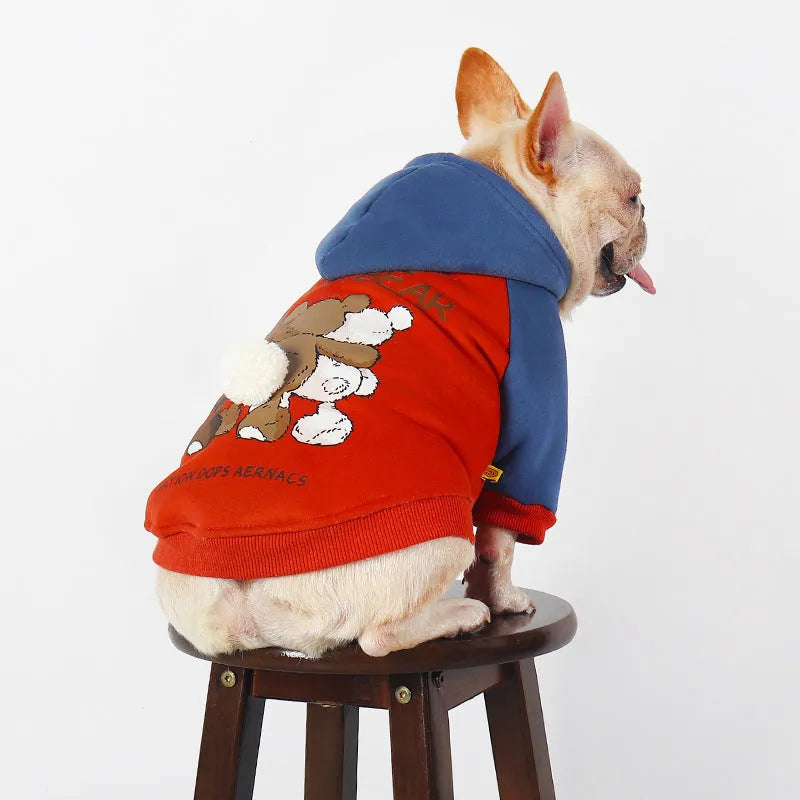 Red cotton dog clothing for small and medium breeds in autumn winter season
