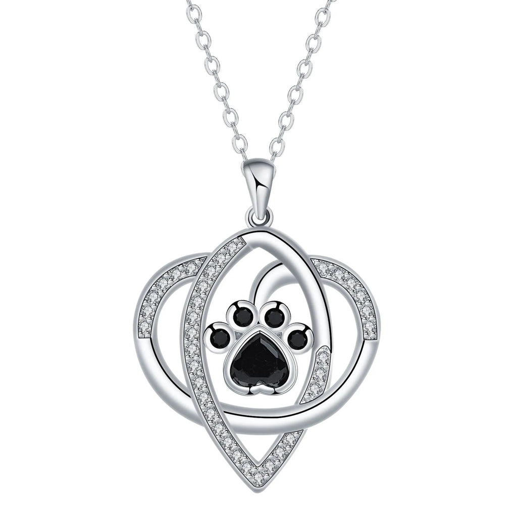 Women's copper necklace with dog paw pendant on cross chain