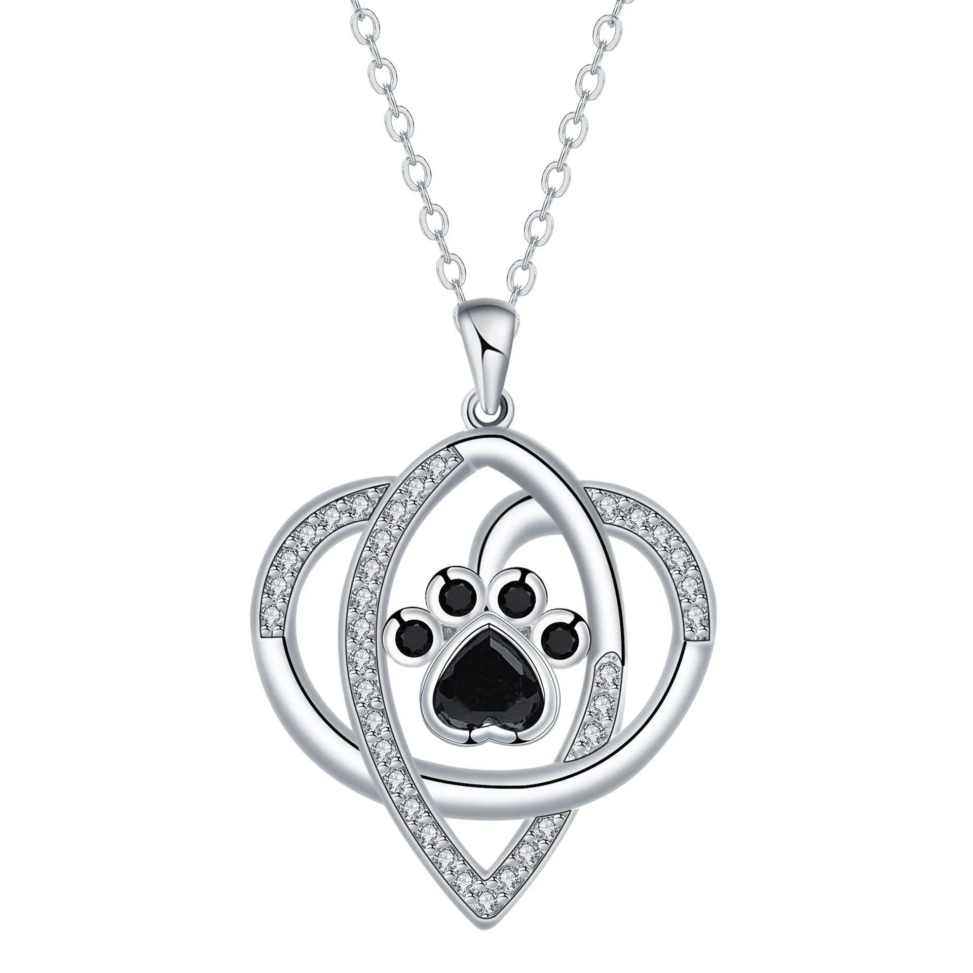 Women's copper necklace with dog paw pendant on cross chain
