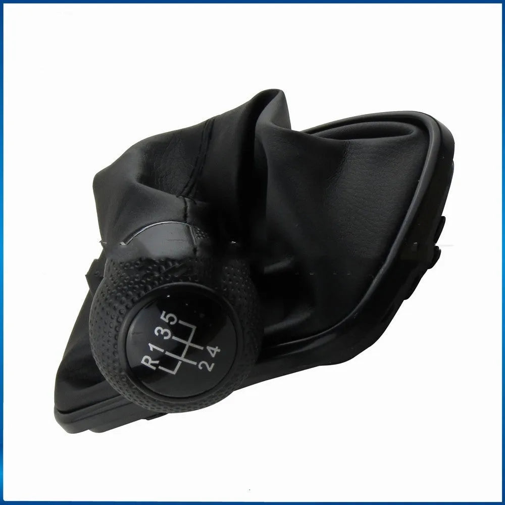 Silver and black gear knob cover for Volkswagen Mk4 vehicles with 6-speed markings