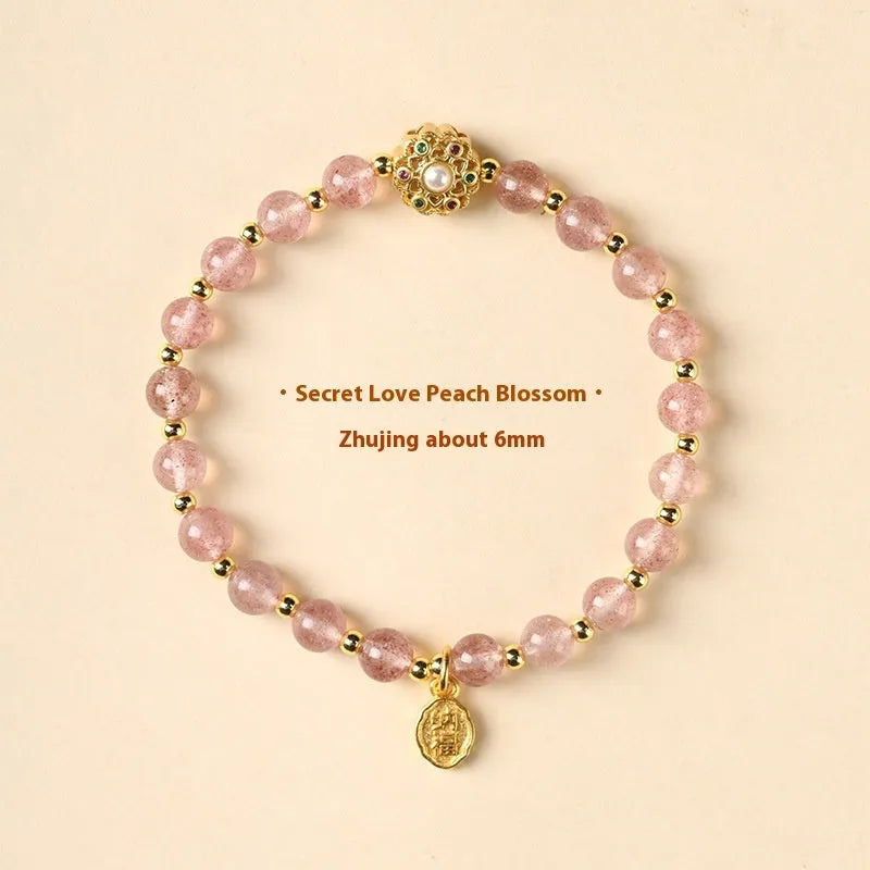 Gray moonstone fairy lucky bracelet with hand-woven crystal beads in pastoral style