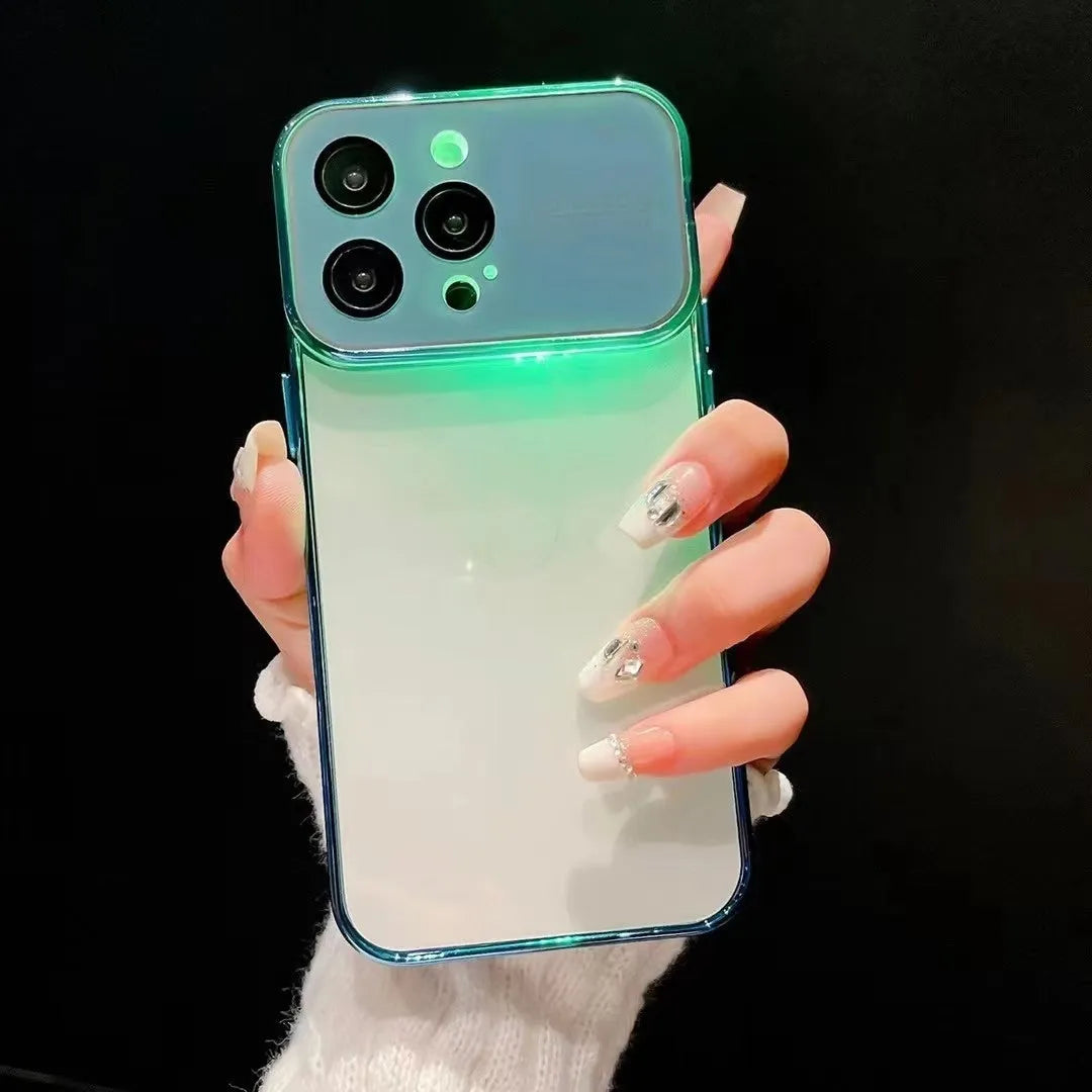 High transparent luminous colour phone case for Apple iPhone, shockproof PC material, all-inclusive design, purple colour