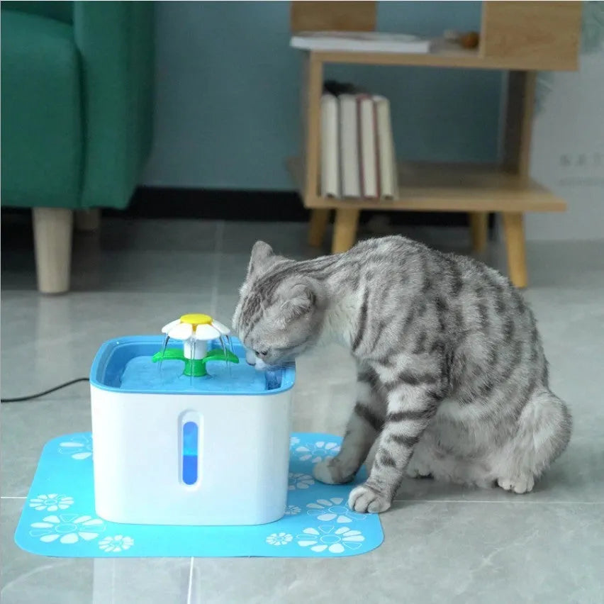 Pet electric circular water feeder 2.5L PP with USB window LED and stainless steel options