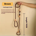 Brown nylon P chain dog leash with hand holding rope section, 2.1 metres long