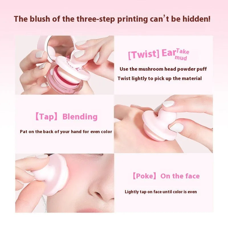 Can powder blusher mud blush in four nude shades with shimmer makeup effect