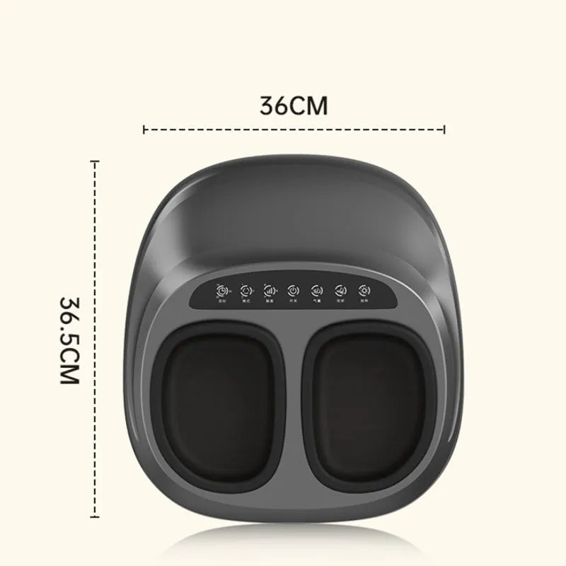 Household automatic kneading heating foot massager with 4D wrap, black basic style, push-button control