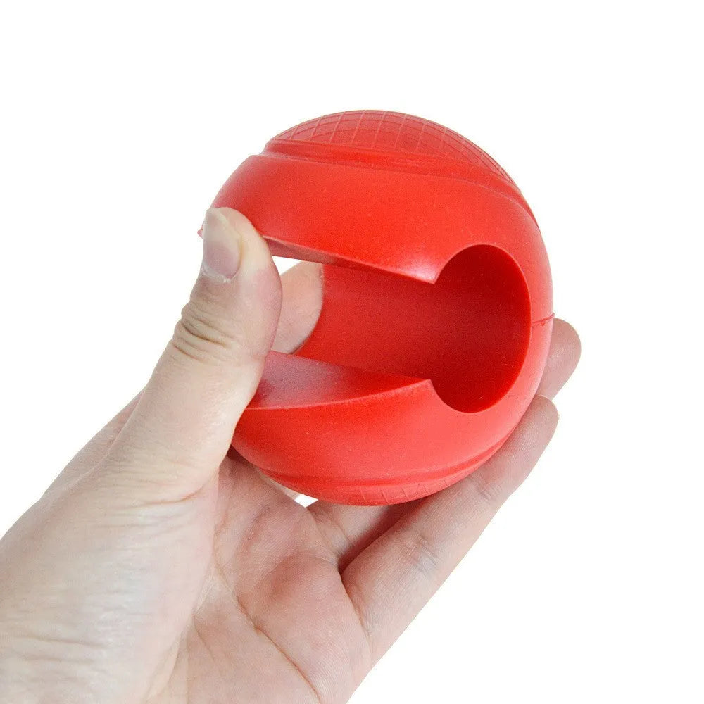 Round grip dumbbell silicone spherical hand grip in black on a white background