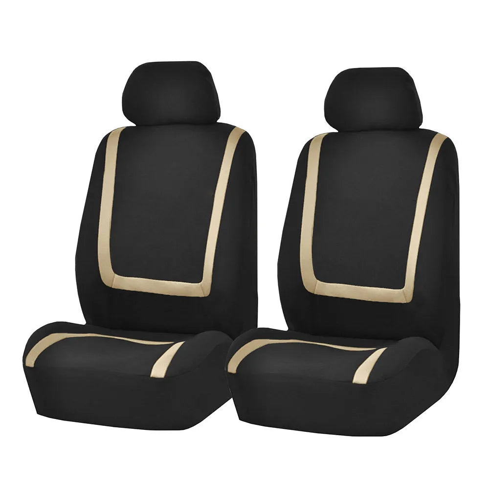 Fully enclosed car seat cover cushion cover in beige polyester cloth with 2mm sponge, 4-piece set