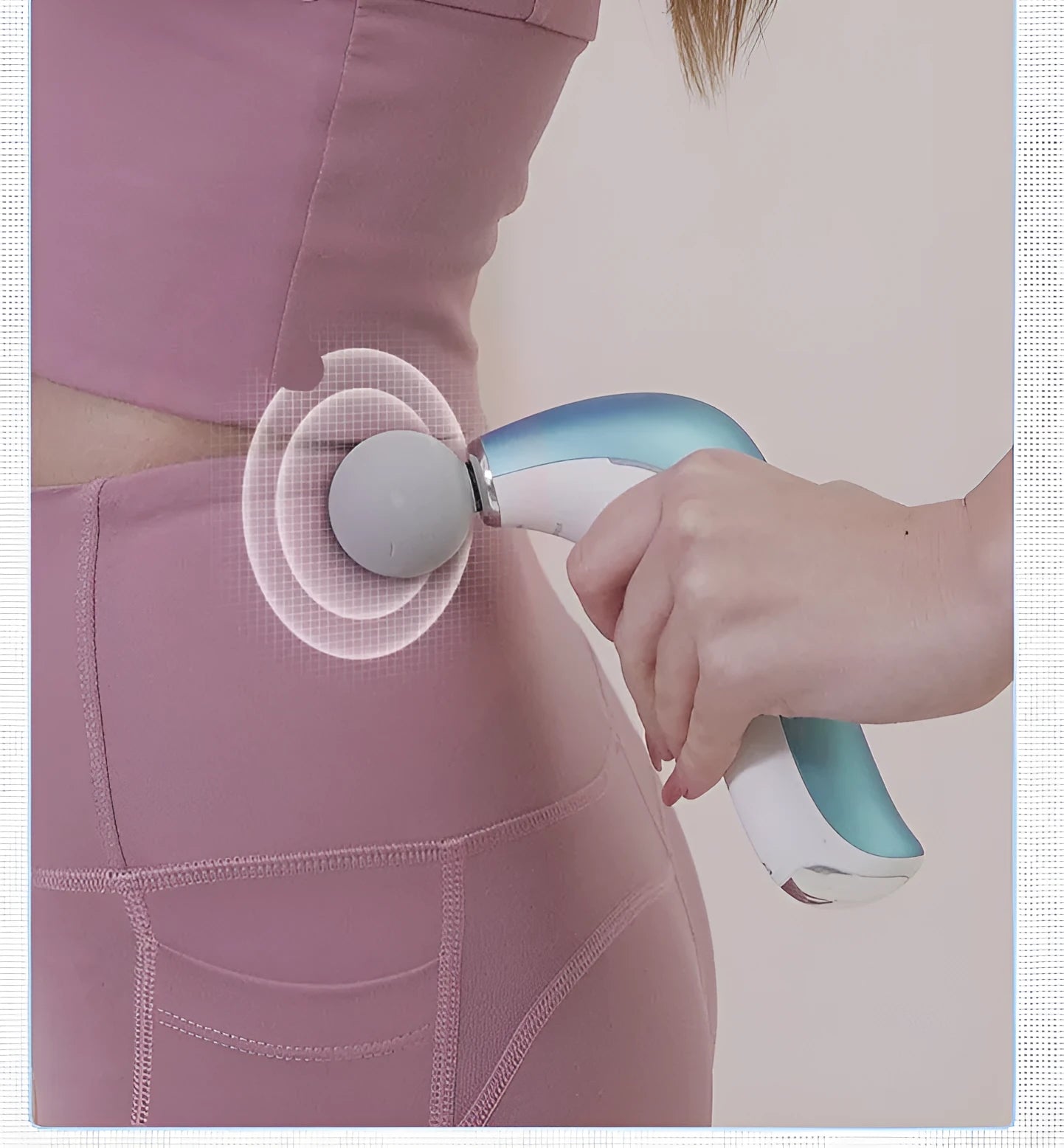 Mini electric massage gun with three heads in pink, star grey, and white, USB rechargeable