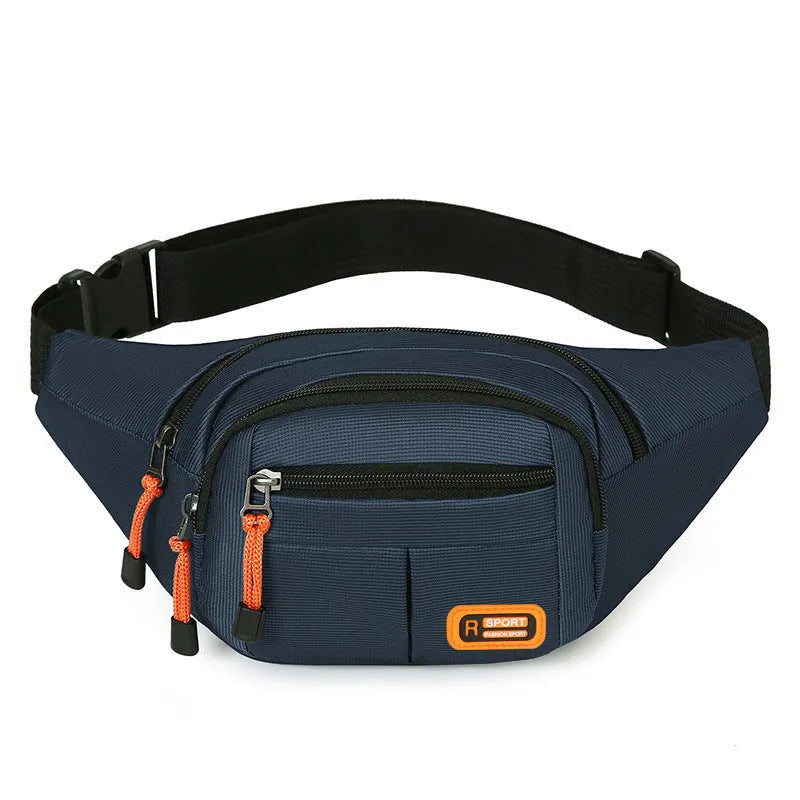 Large capacity slanted chest bag in black, made from water-resistant nylon, worn across the chest.