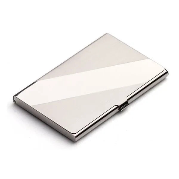 304 stainless steel business card case with middle mirror panel and geometric design