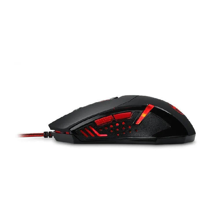 Black and red USB wired ergonomic gaming mouse with six buttons