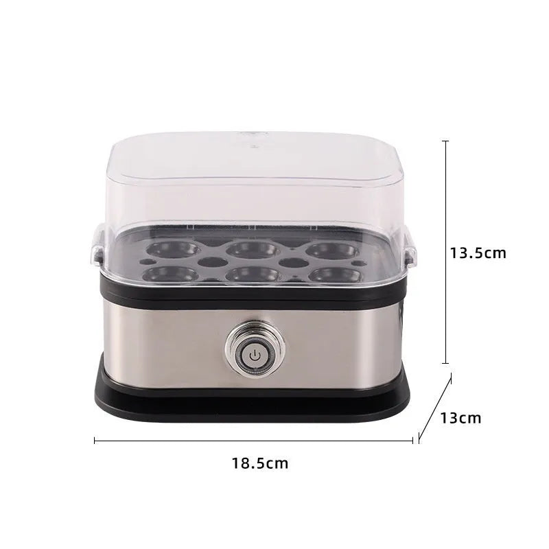 Black mini portable stainless steel egg boiler with international power adapters