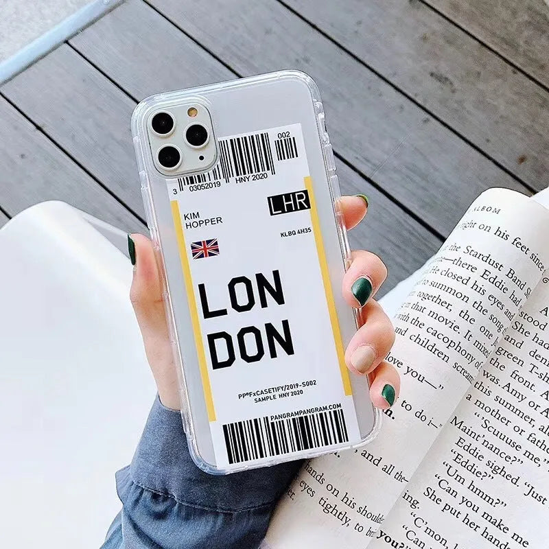 Graffitied ticket design iPhone case in light green colour showing TPU and silicone construction