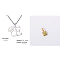 Stainless steel letter necklace with cross chain and single pendant in gold or silver finish.